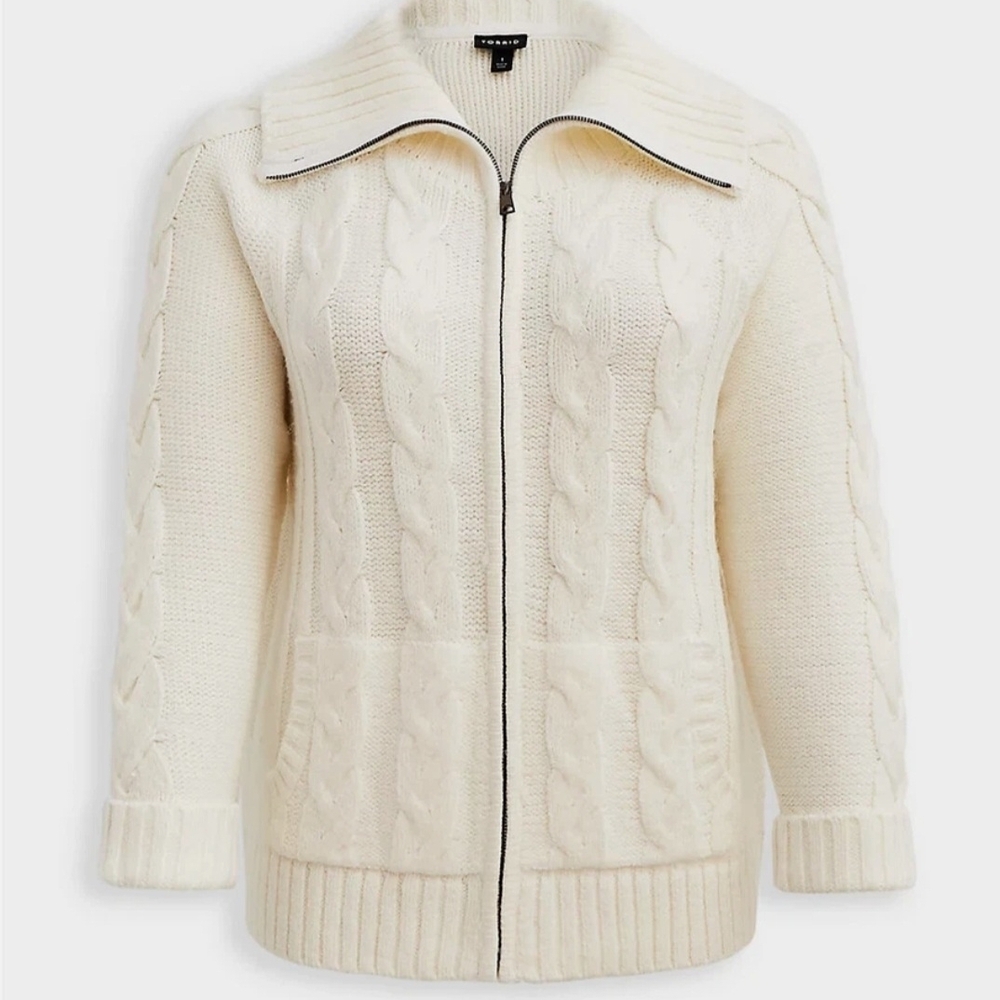 Torrid Off-White Cable Knit Shawl